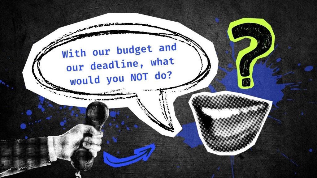 Incrementum Digital's image for the blog post "10 questions to ask an Amazon agency before you hire one", featuring the question: With our budget and our deadline, what would you NOT do?