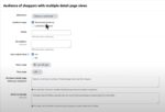 Amazon Marketing Cloud audience builder interface showing setup for a rule-based audience of shoppers with multiple detail page views, including options for advertiser selection, audience type, date range, and ASIN filters.